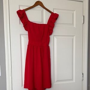 Amazon Red Dress with Ruffle Sleeves